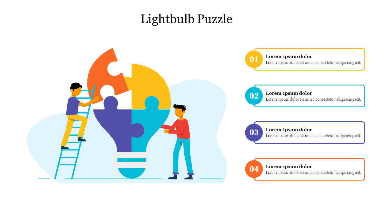 Effective Lightbulb Puzzle PowerPoint Template Slide 